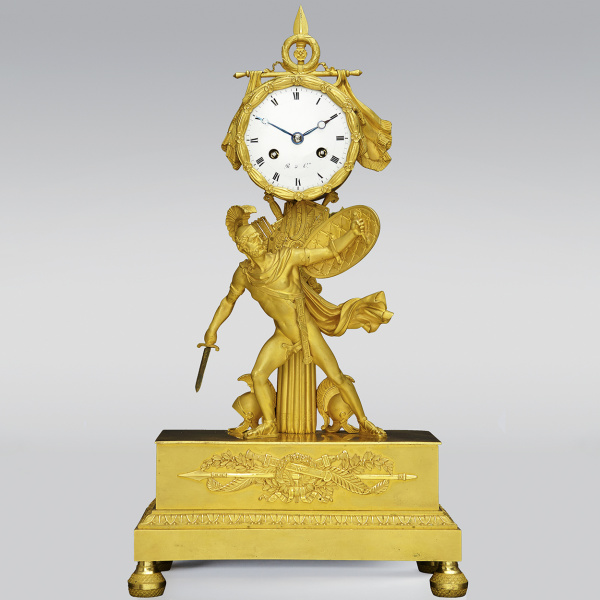 Французские каминные часы с фигурой греческого воина