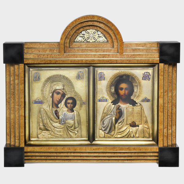 Венчальная пара икон «Казанская Божья Матерь» и «Спас Вседержитель»