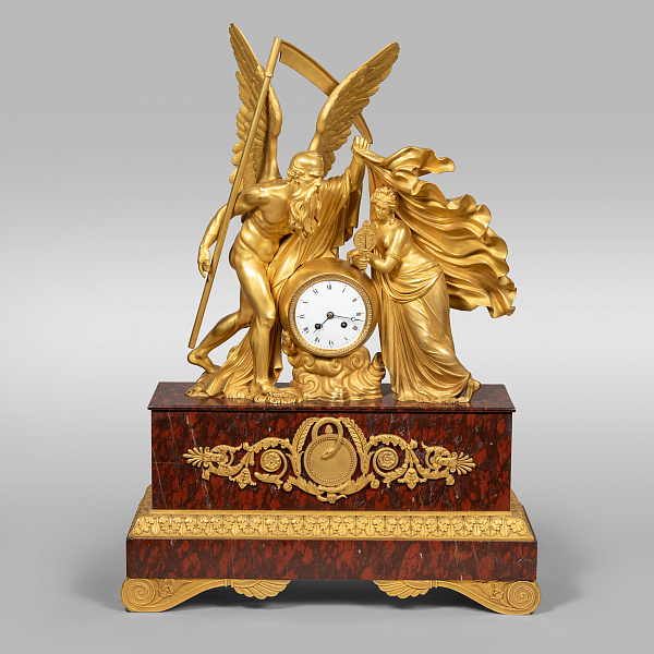 Каминные французские часы «Хронос и вакханка»