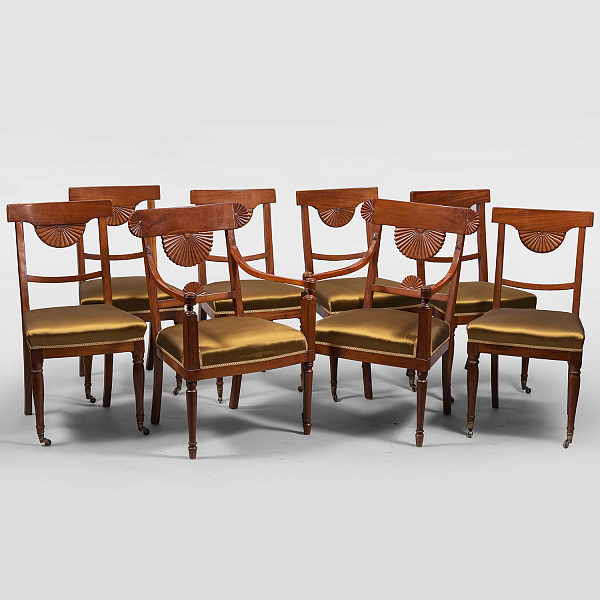 Комплект из двух кресел и шести стульев в стиле ампир